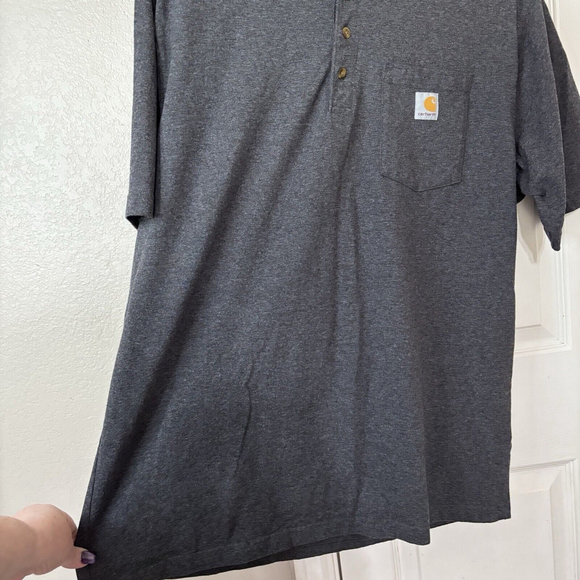 Carhartt Gray Loose Fit Henley T-Shirt Mens Short Sleeve Pullover Size XL - Picture 6 of 8